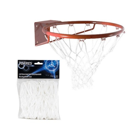 Купить Сетка баскетбольная Torres, нить 4 мм, белая в Новозыбкове 
